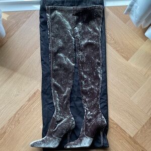 YSL Velvet Over-the-Knee Boots